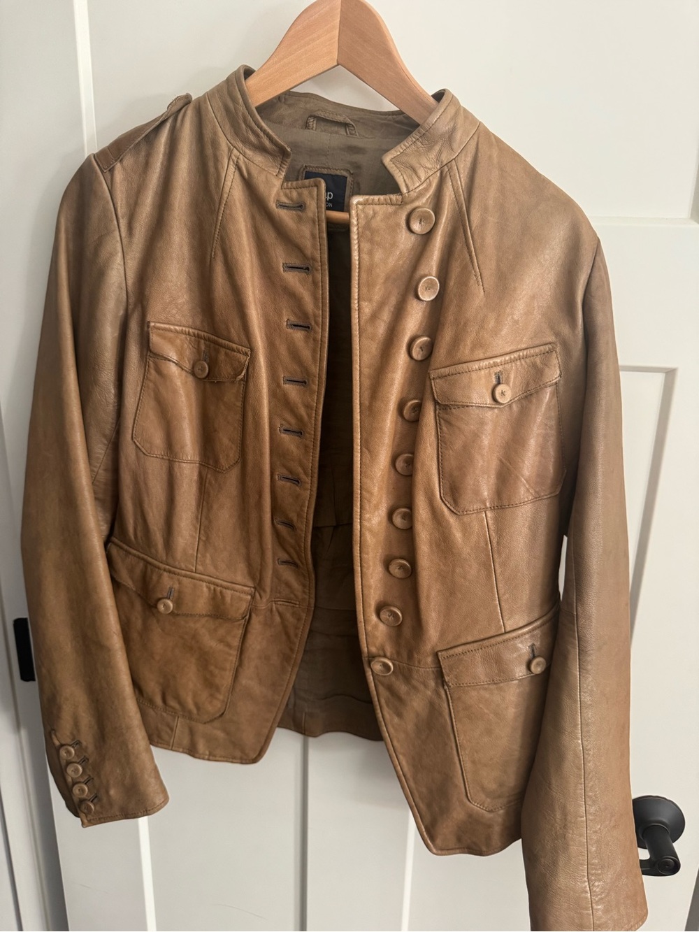 Gap Edition Tan Leather Button-Front Jacket medium
